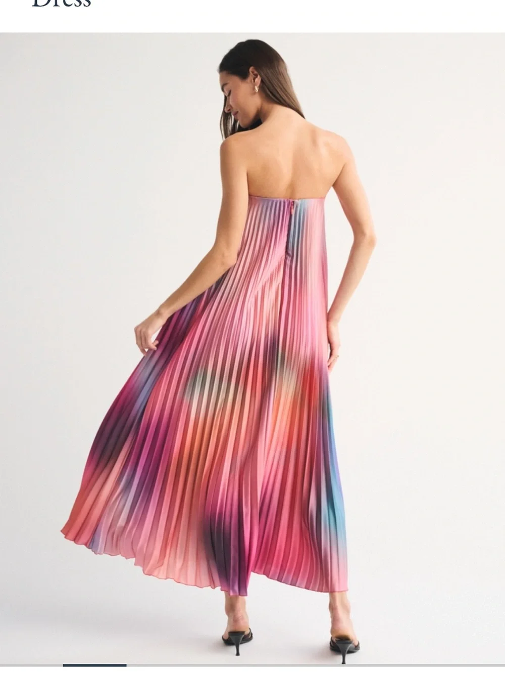 Abercrombie & Fitch Pleated Ombre Maxi Dress in Pink and Orange